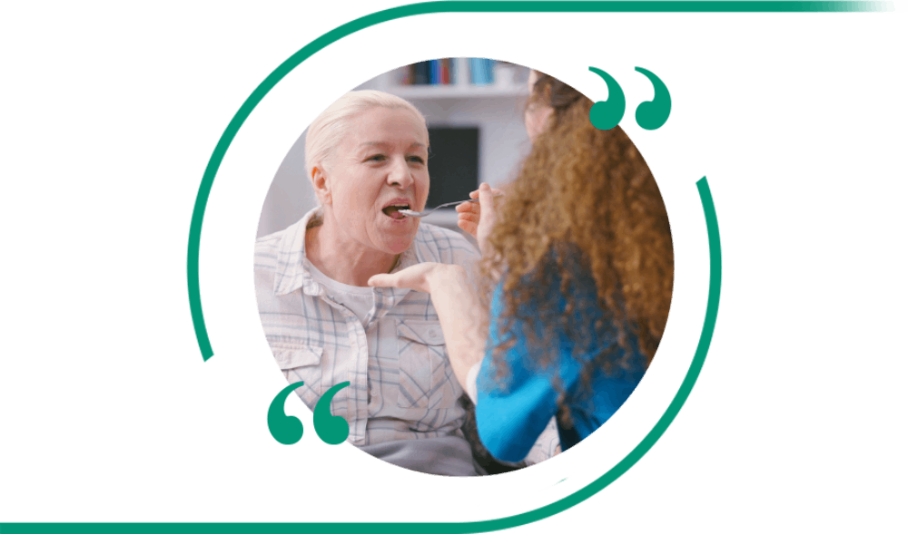Woman receiving assistance with food