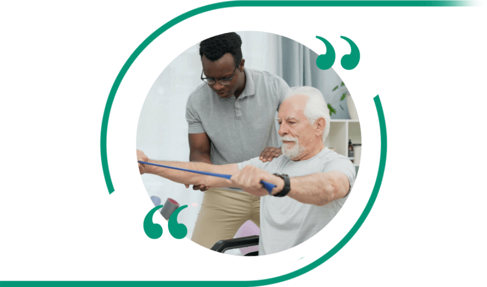 Senior exercising with assistance
